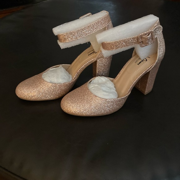 J. Adams Rose Gold Glitter Block Heel size 7.5 - Picture 3 of 7